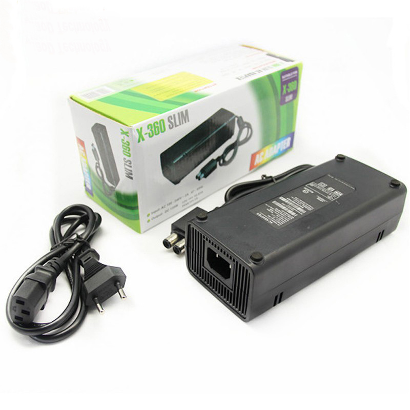 Black US EU Plug 135W 12V Power Supply Cord Charge Charging Charger with Cable for Xbox 360 Slim AC Adapter High Quality