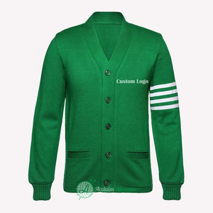 Brand New 2023 Autumn Winter Provide Custom OEM ODM Manufacturer Pink and Green Sorority Letter Letterman Varsity Cardigan