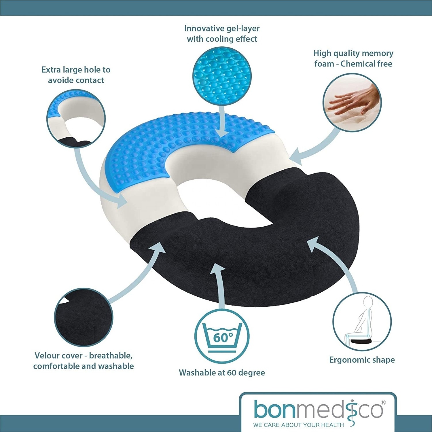 Orthopedic Donut Pillow Memory Foam Hemorrhoid Pillow for Hemorrhoid Treatment Coccyx Pain Relief & Tailbone Pain