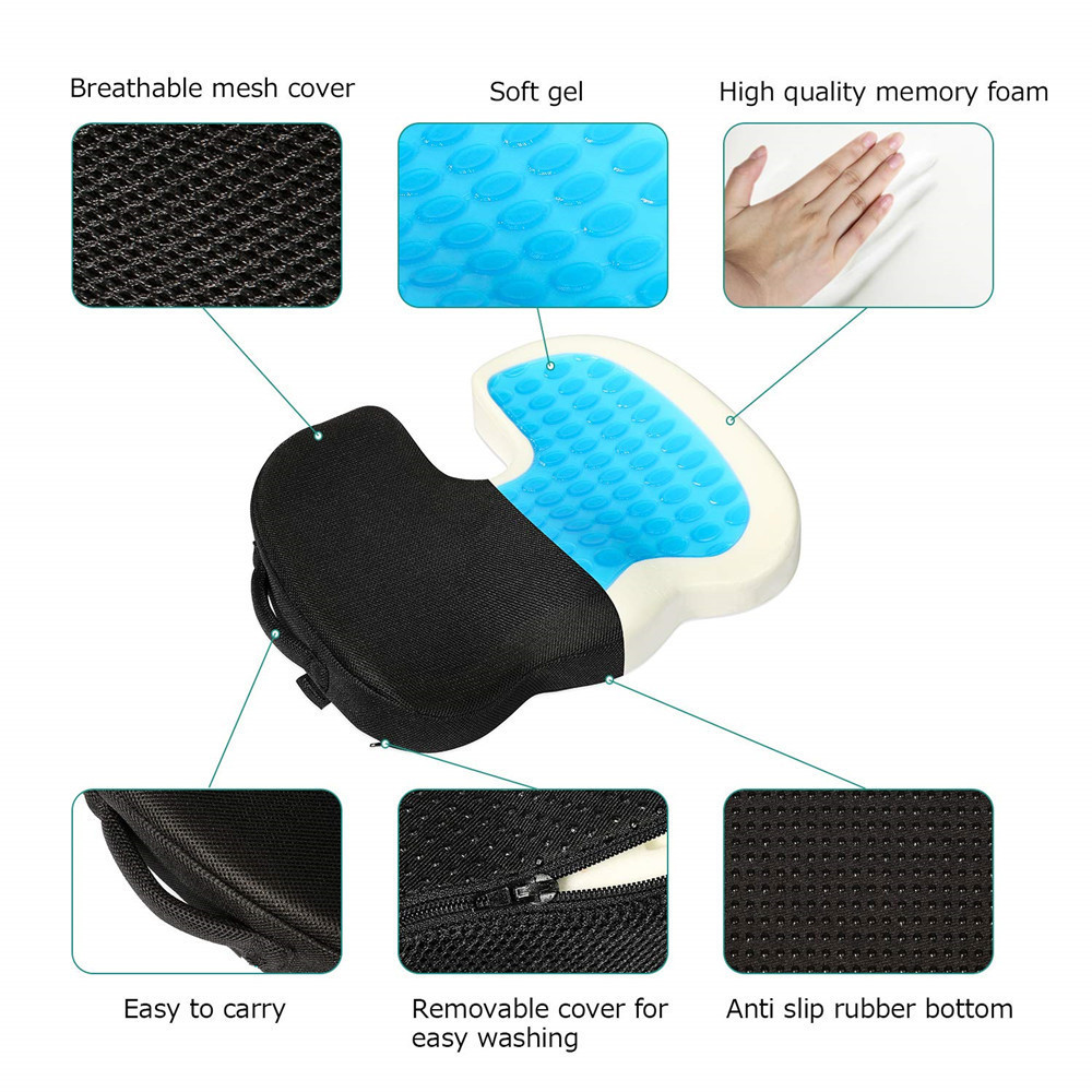 High Density Cooling Memory Foam  Car Gel Seat Cushion For Vehicle