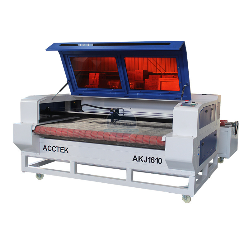 Garment Factory Cloth Cutting Machine Acctek 1610 Auto Feeding Device CNC Fabric Laser Cutting Machine For Sale