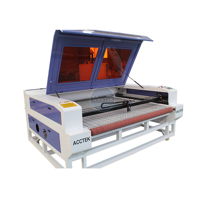 High Speed Auto Feeding CNC Laser Fabric Cutting Machine For Making Clothes AKJ1318