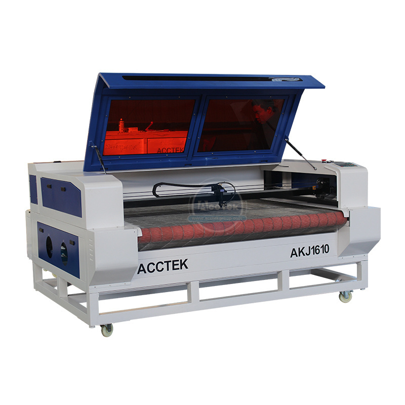 Garment Factory Cloth Cutting Machine Acctek 1610 Auto Feeding Device CNC Fabric Laser Cutting Machine For Sale