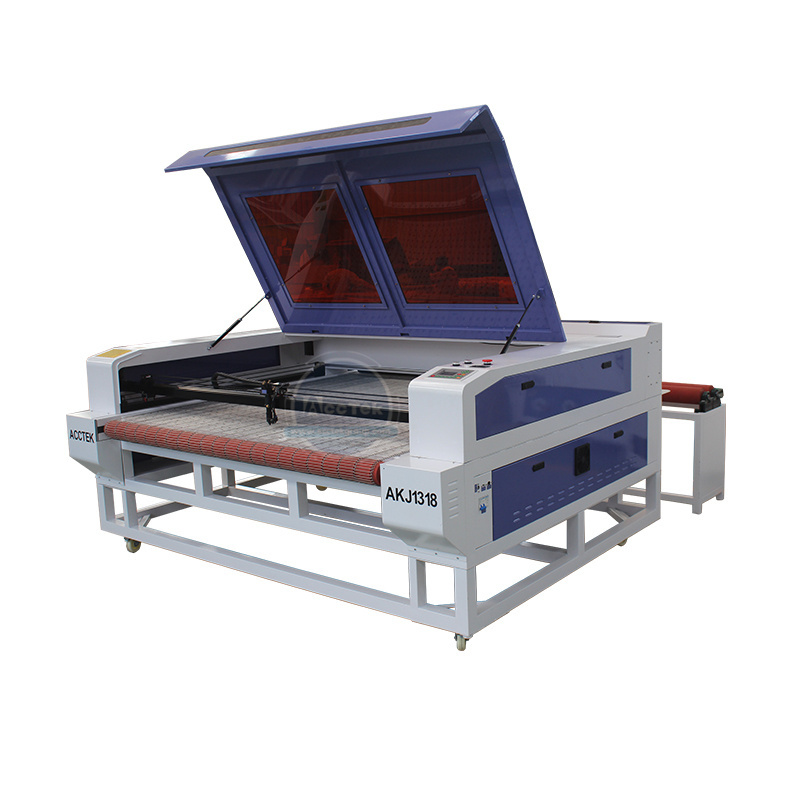 High Speed Auto Feeding CNC Laser Fabric Cutting Machine For Making Clothes AKJ1318