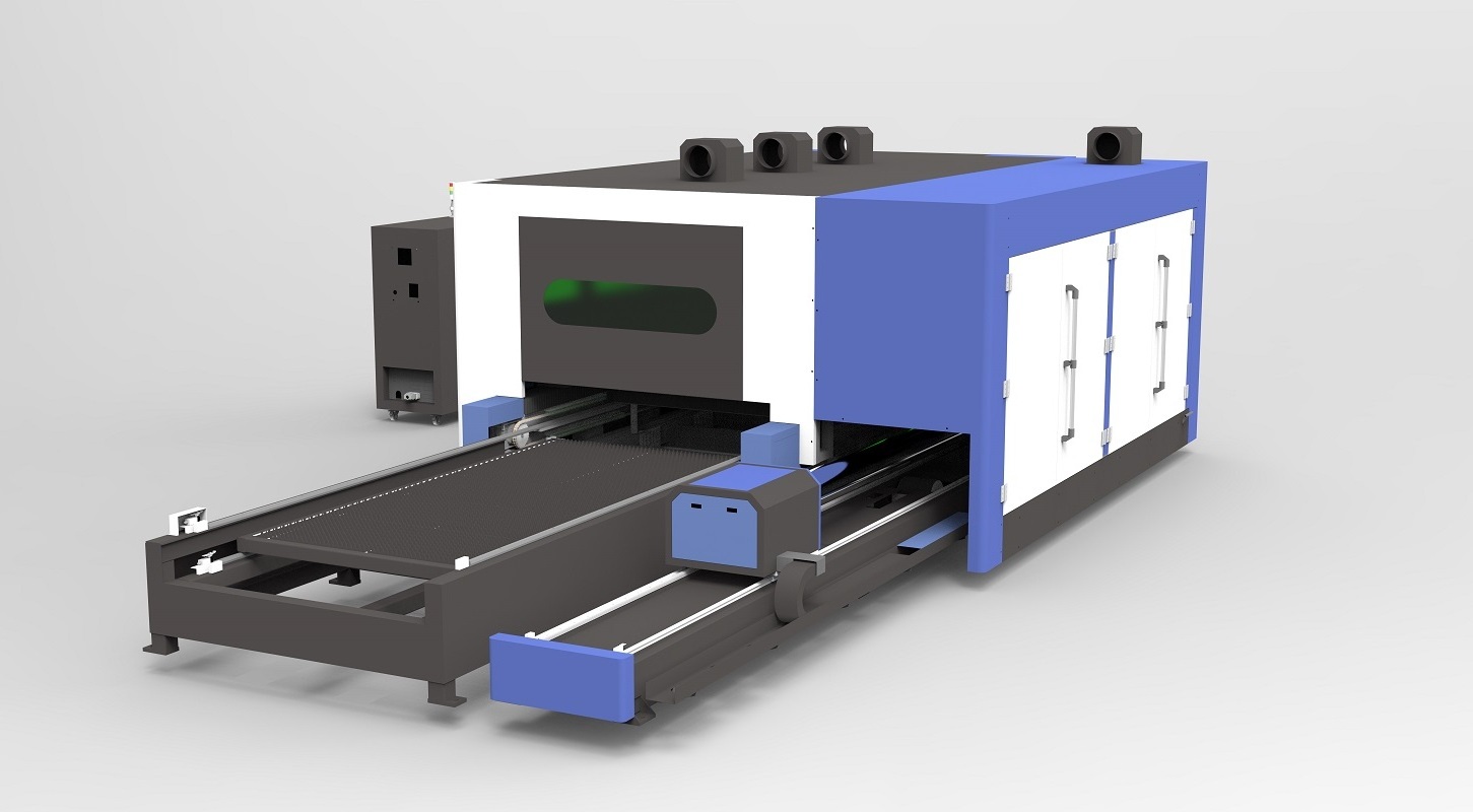 smoothly cutting enclosed double auto change table with rotary 1kw 1.5kw stainless metal fiber laser cutting machine 3015