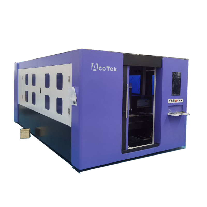 AccTek Heavy Duty Enclosed Type Full Cover 3015 4020 Fiber Metal Sheet Laser Cutter Cutting Machines for Sale