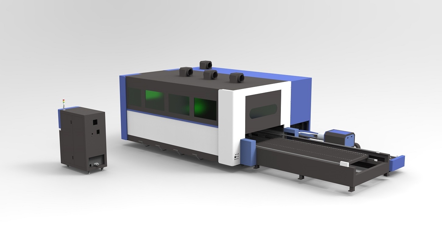 smoothly cutting enclosed double auto change table with rotary 1kw 1.5kw stainless metal fiber laser cutting machine 3015