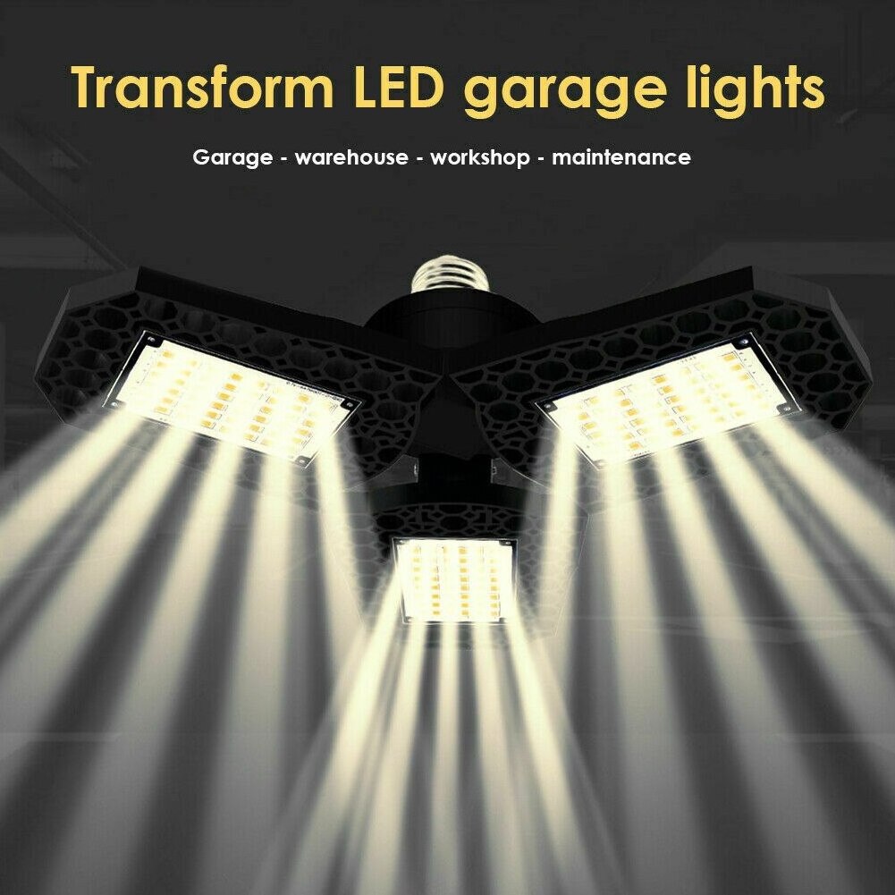 Deformable Led Garage Lights Super Bright Garage Light Ceiling Led E27 With 3 Adjustable Aluminium Panels