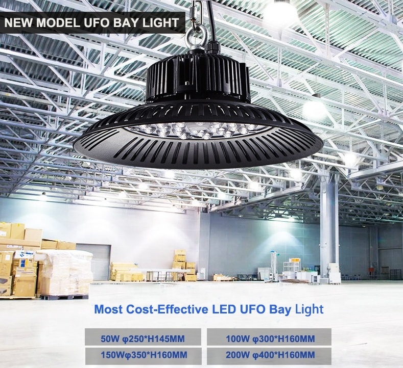 50W 100W 150W 200W LED High Bay Light Factory Light Cheap LED UFO Lamp For Warehouse Ceiling Workshop Garage Industrial Lighting