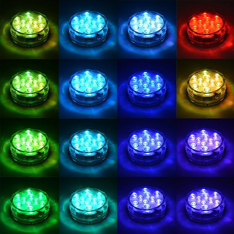 Free Shipping LED Underwater Light IP67 Remote Control RGB Submersible Lamp Battery Operated For Vase Shower Pool Aquarium Party