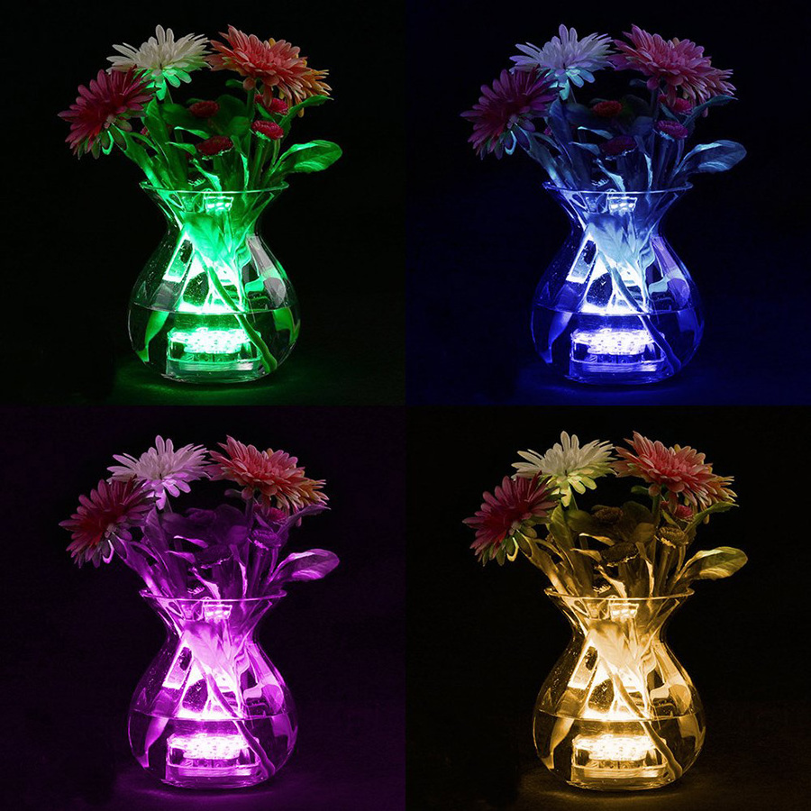 Free Shipping LED Underwater Light IP67 Remote Control RGB Submersible Lamp Battery Operated For Vase Shower Pool Aquarium Party