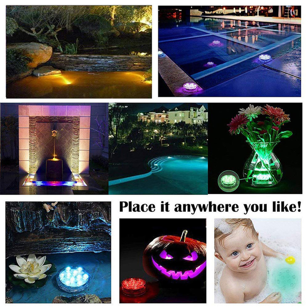 Free Shipping LED Underwater Light IP67 Remote Control RGB Submersible Lamp Battery Operated For Vase Shower Pool Aquarium Party