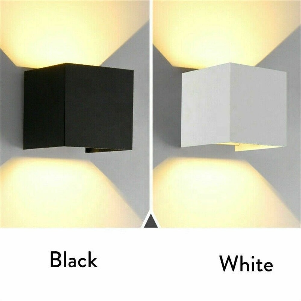 White box style lampara de pared led wall light up down 6W aluminum crystal scone wall lamps outside outdoor wall led light