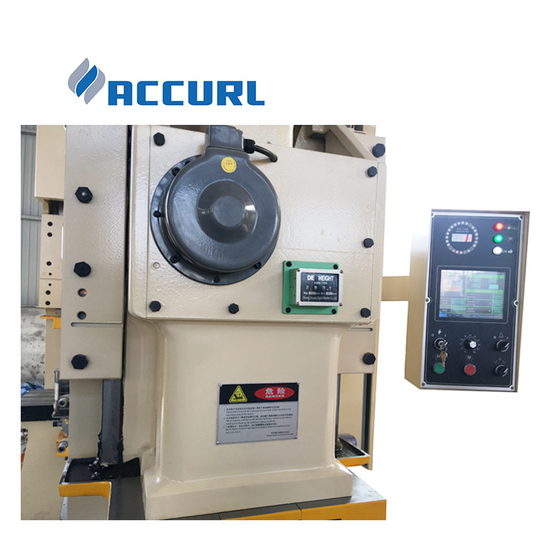 ACCURL 160T High speed electrical metal box making power press punching machine for tube round hole with feeder