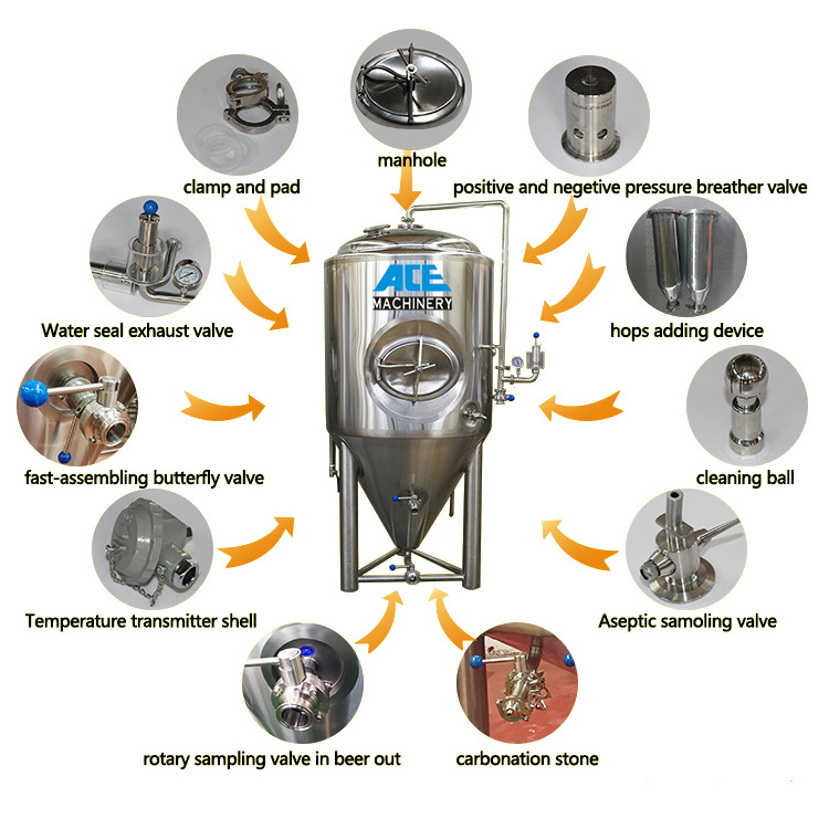 30L 50L 100L Home Brew Beer Fermentation Tank Conical Fermenter Stainless Steel Brewing Equipment Commercial Kettle