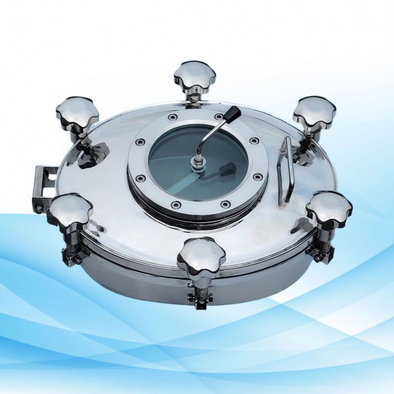 Stainless Steel Pressure Round Manhole Cover With Sight Glass For Spirts Processing Machine