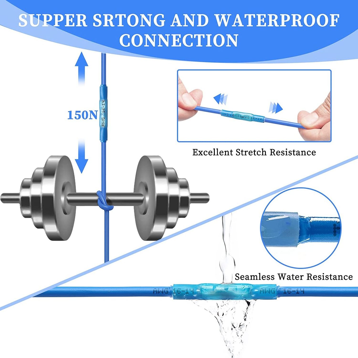 BHT Series Marine Waterproof Heat Shrink Butt Connector Electrical Wire Splice Terminals Crimp Wire Butt Connectors