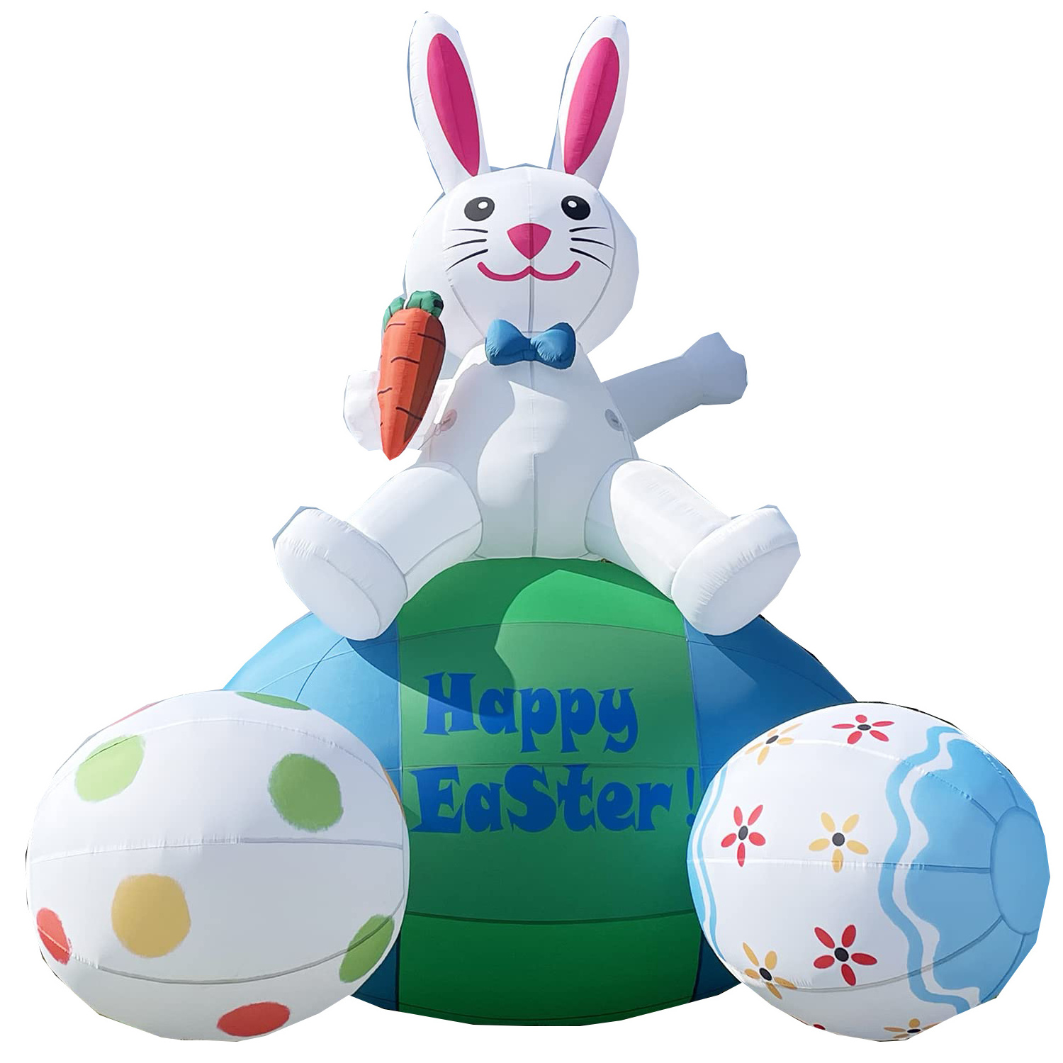 Giant Inflatable Bunny with 3 Eggs for Easter Decorations Outdoor Blow Up Rabbit