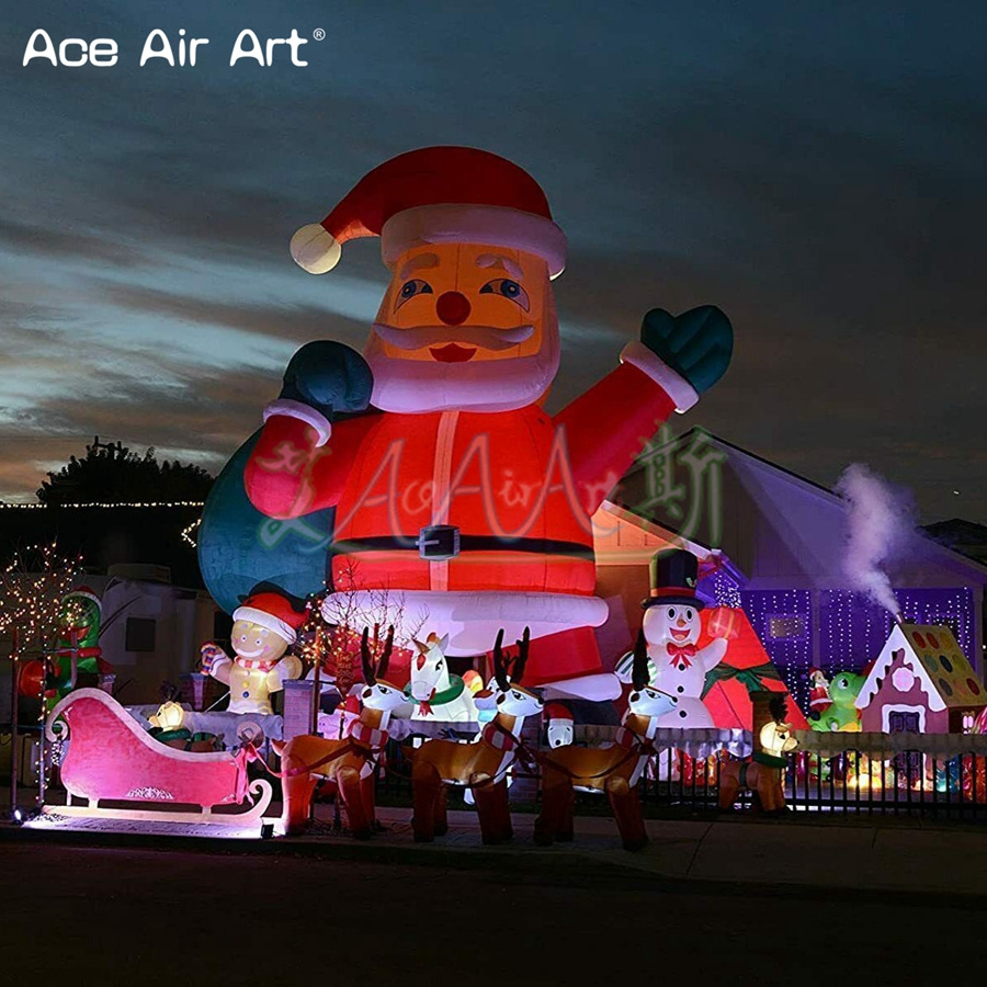 Giant Inflatable Santa Claus with Led Lights for Christmas Decoration or Advertising Promotion