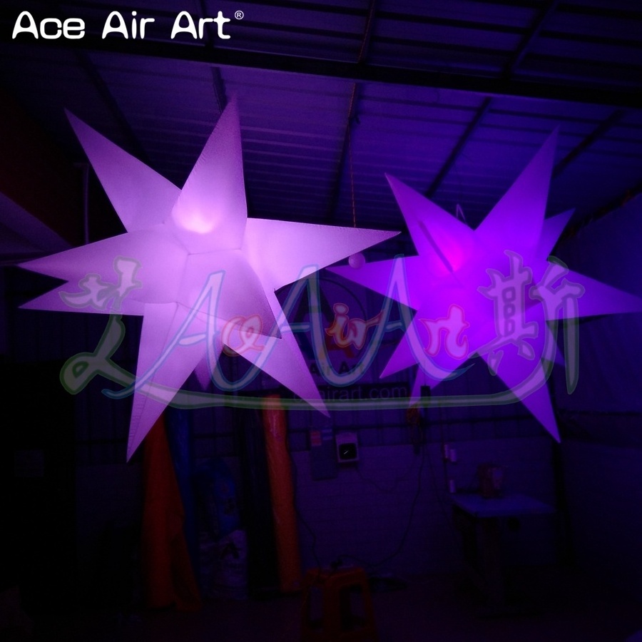 Door to Door LED Ceiling Inflatable Stars Event Balloon Glowing for Bar Club Musical Decoration