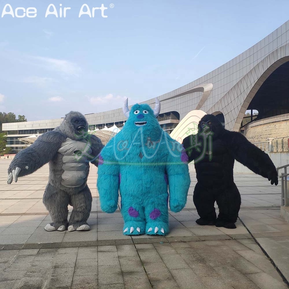 2.6mH Inflatable Gorilla Costume Plush Walking Cartoon Mascot for Advertising/Promotions or Outdoor Event