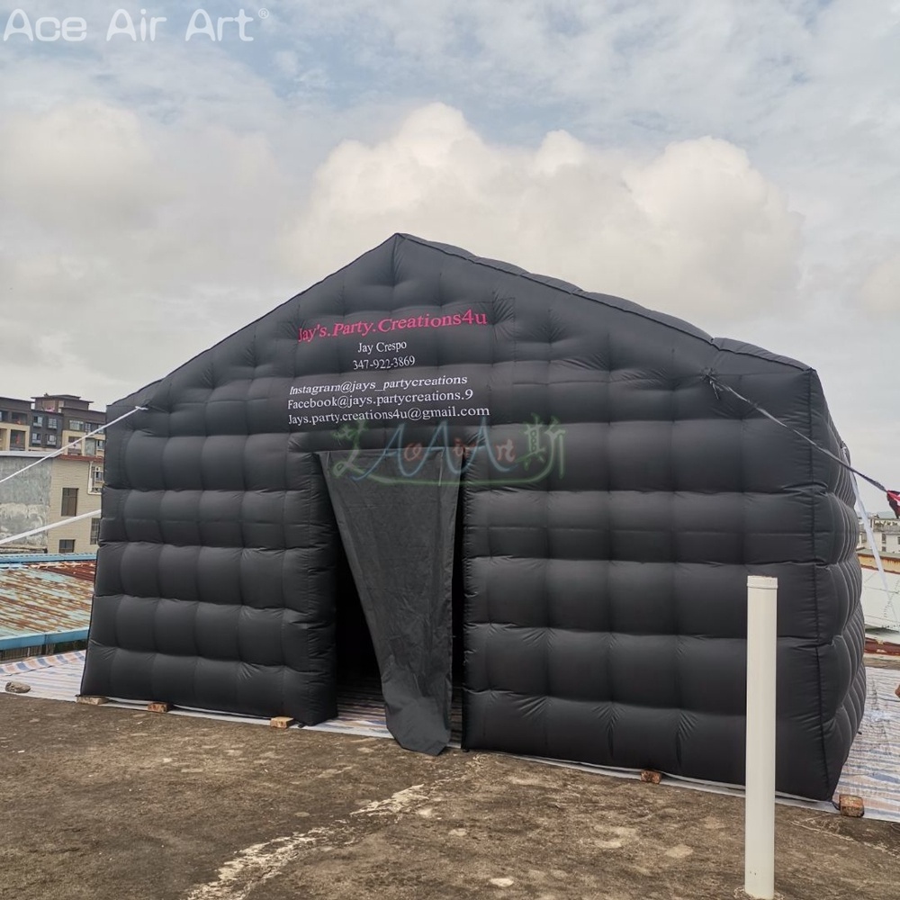 5.5x5.5x3.6mH or Customized Black Outdoor Exhibition Tent Inflatable Nightclub Portable Party Tent for Commercial Rental