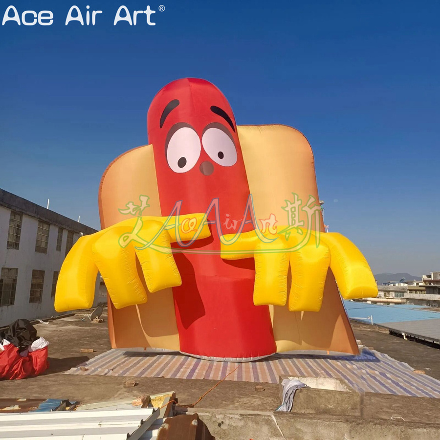 Inflatable Hot Dog Cartoon Model for Event Decoration or Restaurant Advertising