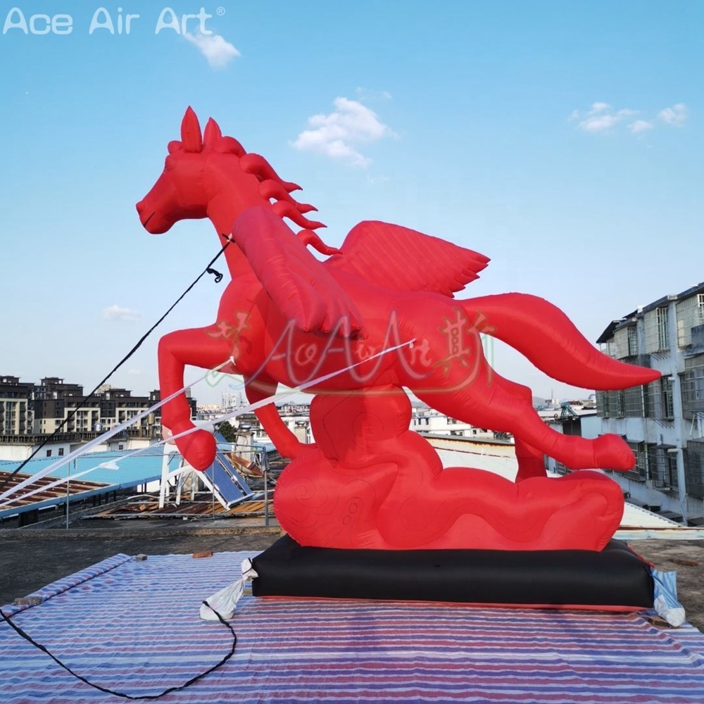 Giant Inflatable Pegasus Flying Red Horse with Wings for Party Decoration or Display