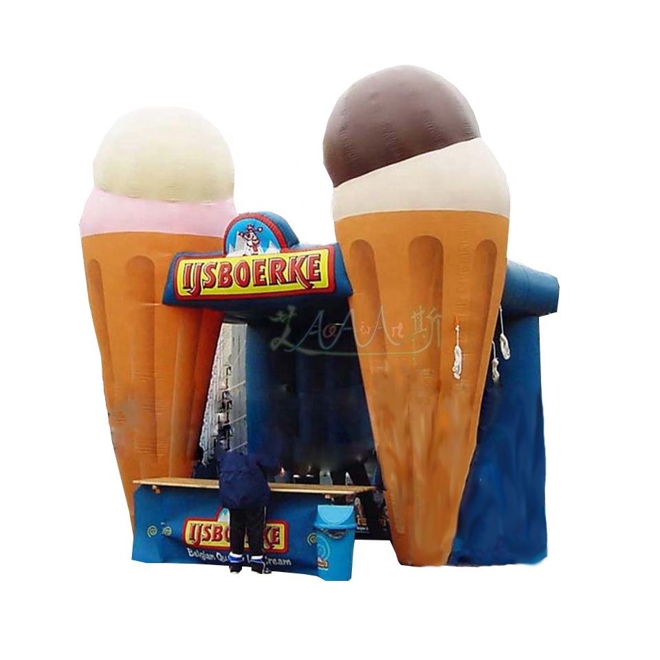 Custom Inflatable Cone Stand Chocolate Ice Cream Booth for Summer Sale or Outdoor Promotion