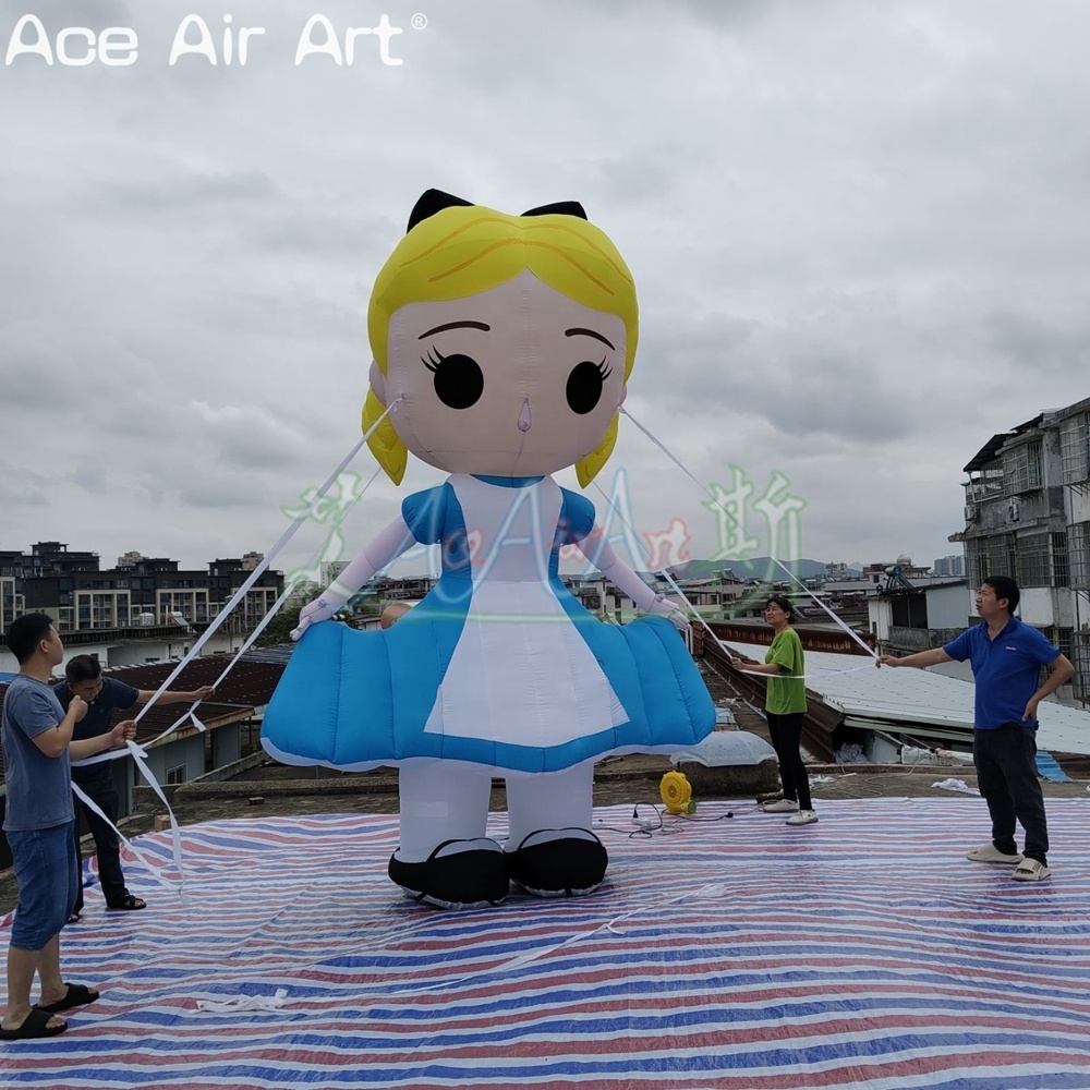 4m H or Custom Inflatable Princess Alice Cartoon Alice in Wonderland Little Girl Mascot Model for Decoration or Event Party