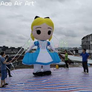 4m H or Custom Inflatable Princess Alice Cartoon Alice in Wonderland Little Girl Mascot Model for Decoration or Event Party