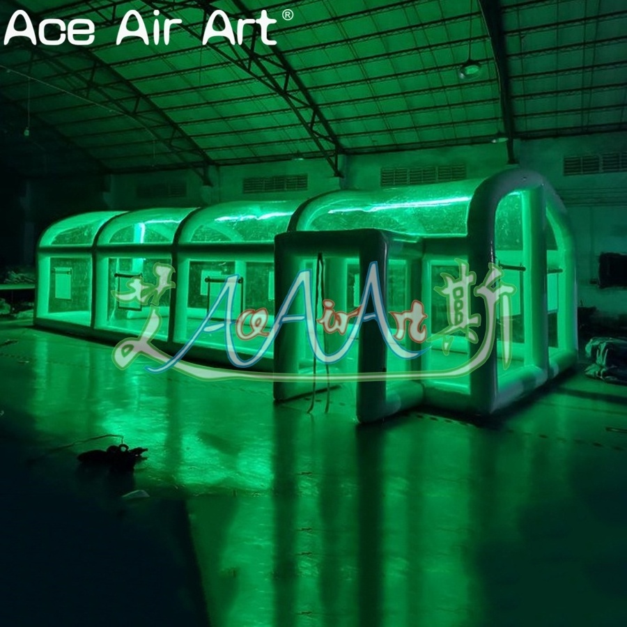 Custom PVC Inflatable Transparent Tent Inflatable Clear Tunnel Tent with LED Lights for Party or Business Rental