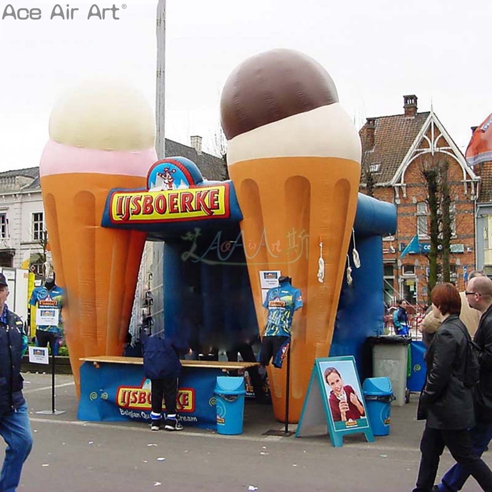 Custom Inflatable Cone Stand Chocolate Ice Cream Booth for Summer Sale or Outdoor Promotion