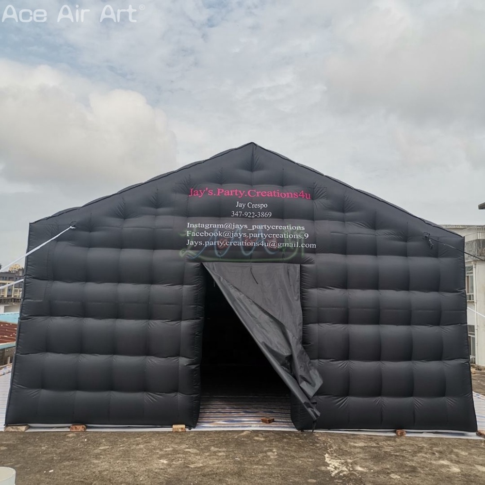 5.5x5.5x3.6mH or Customized Black Outdoor Exhibition Tent Inflatable Nightclub Portable Party Tent for Commercial Rental