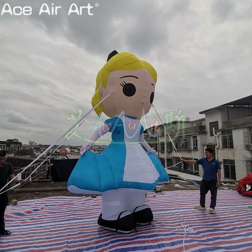 4m H or Custom Inflatable Princess Alice Cartoon Alice in Wonderland Little Girl Mascot Model for Decoration or Event Party