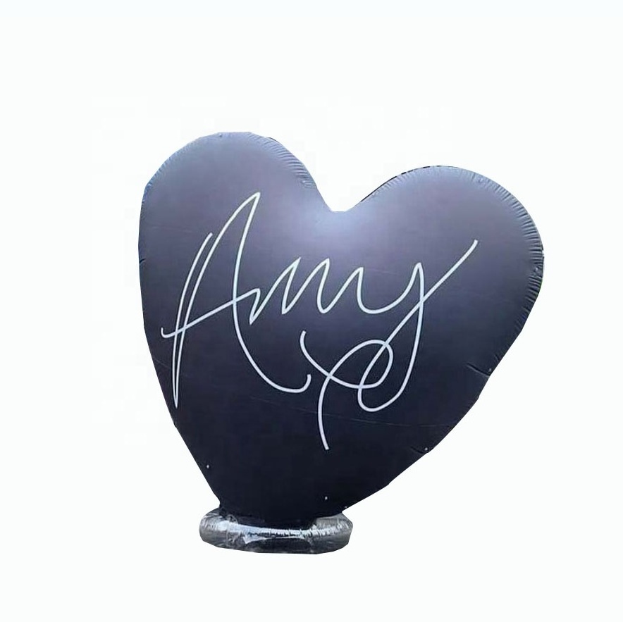 Giant Inflatable Black Heart Outdoor Heart Model with Sign and Base for Party or Decoration