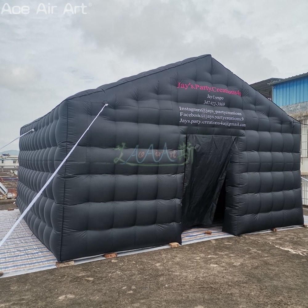 5.5x5.5x3.6mH or Customized Black Outdoor Exhibition Tent Inflatable Nightclub Portable Party Tent for Commercial Rental