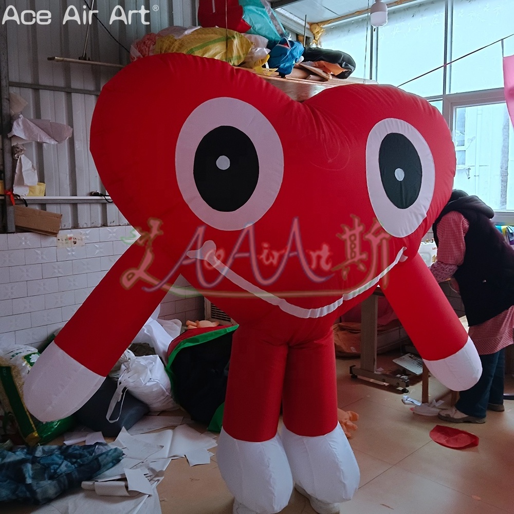 2mH Inflatable Heart Costume Air Valentine's Day Cartoon Walking Dress for Party or Advertising