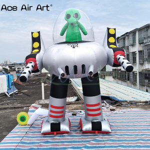 Giant Inflatable alien robot model inflatable LED UFO with two legs for decoration Event Advertising