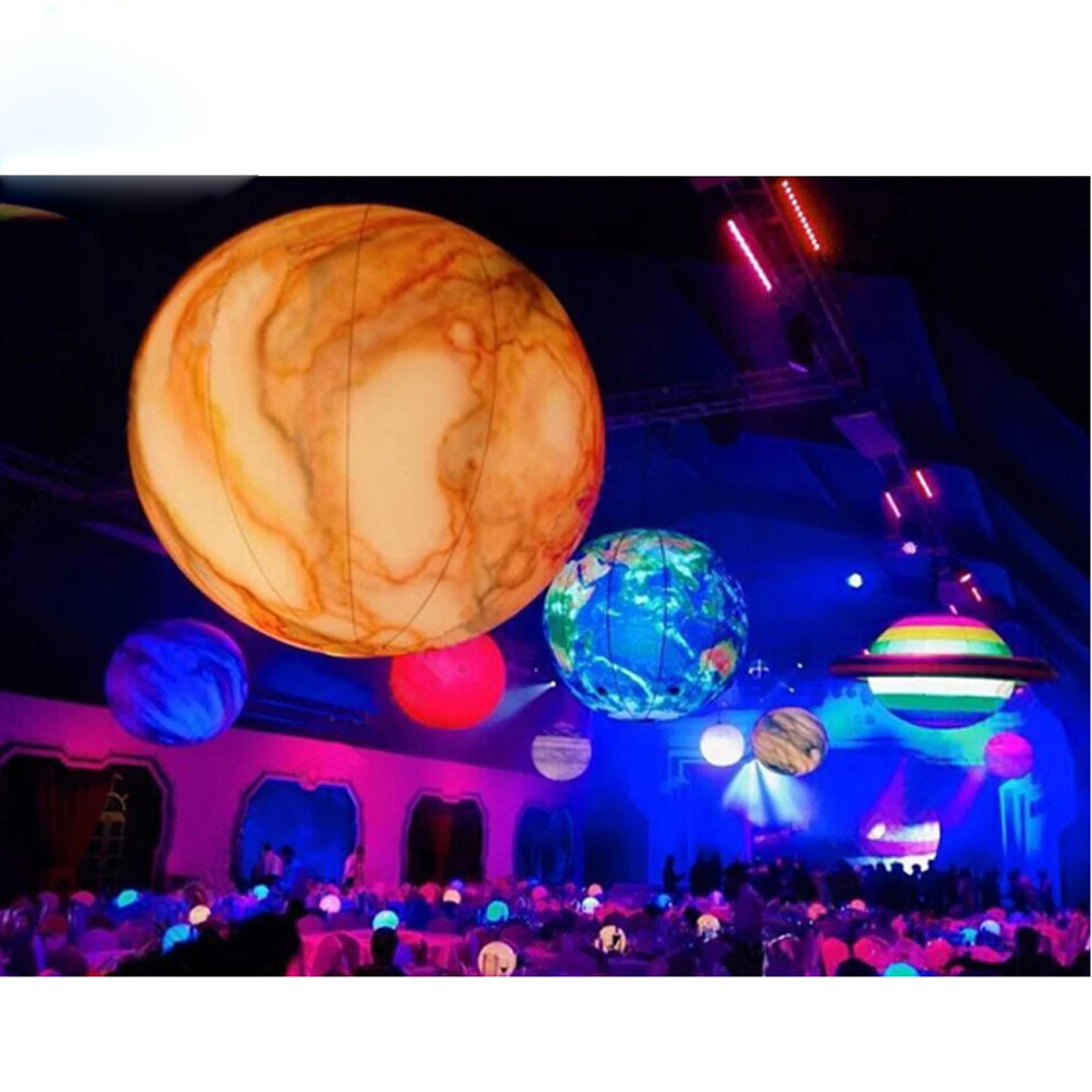 50cm-600cm Giant Mars Inflatable Planet Balloons With Led Light Pvc Sealed Inflatable Mars Balls Solar System Globes For Event