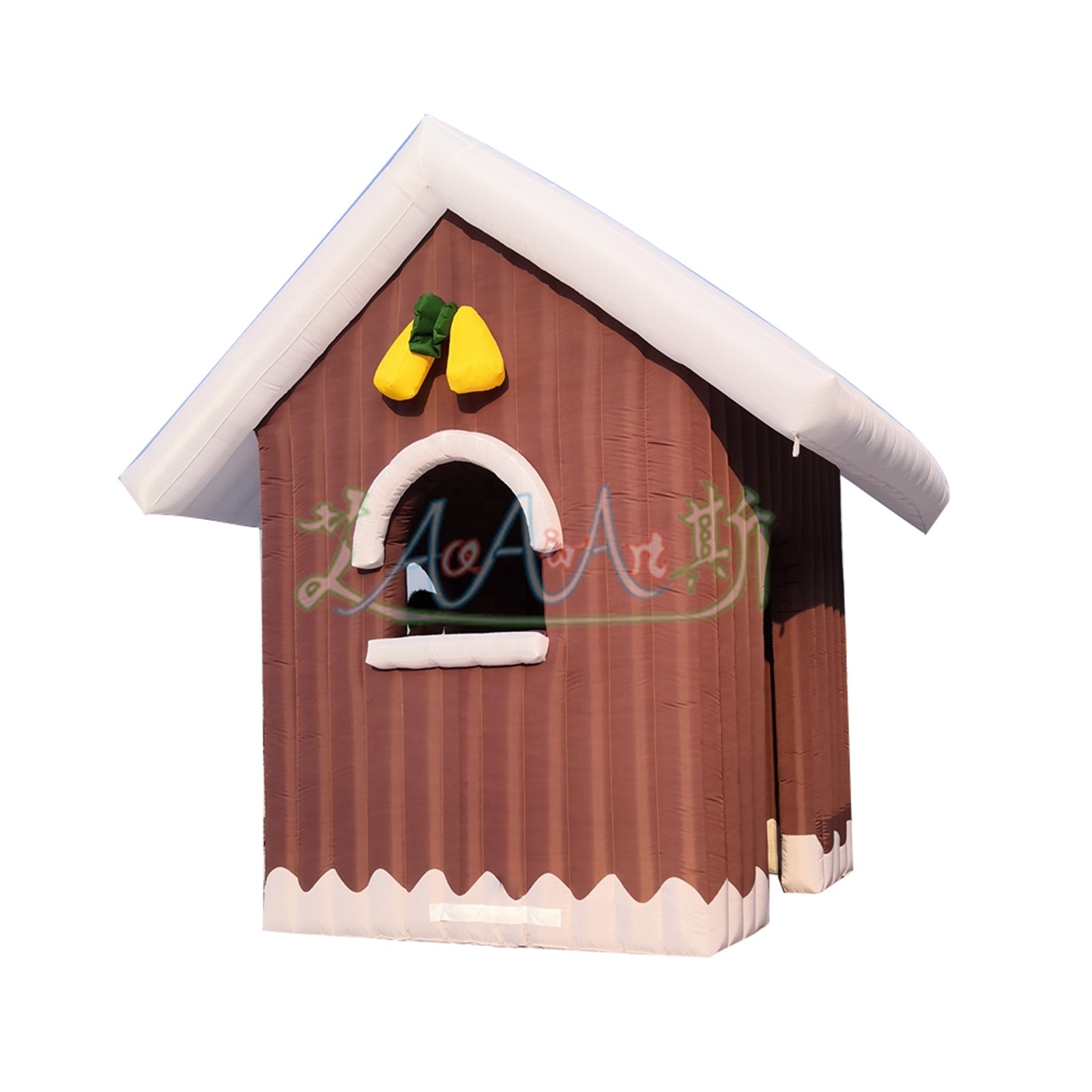 Brown Inflatable Christmas House Log Cabin with LED Lights Tent for Event or Party