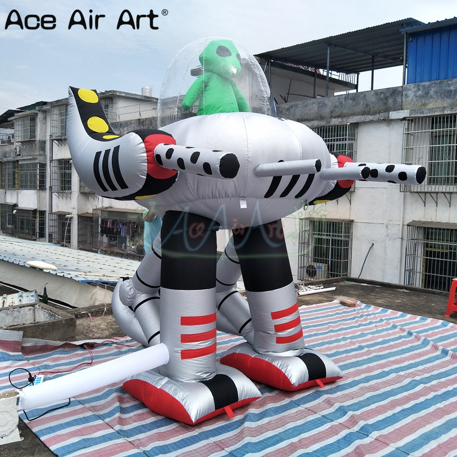 Giant Inflatable alien robot model inflatable LED UFO with two legs for decoration Event Advertising