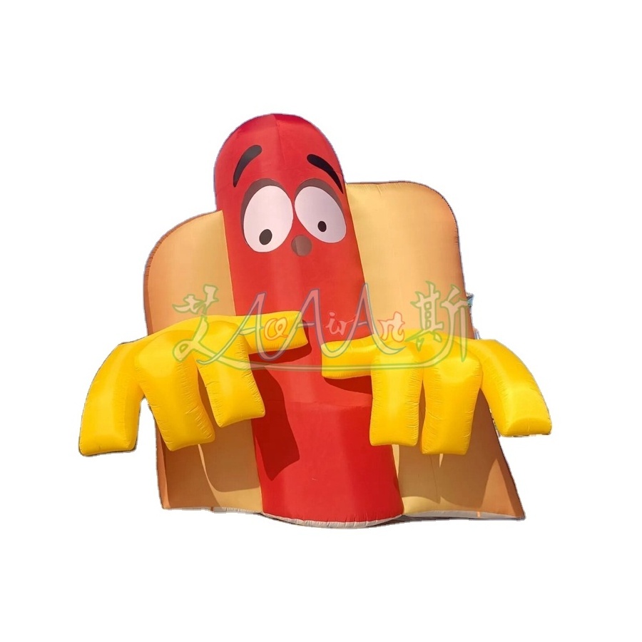 Inflatable Hot Dog Cartoon Model for Event Decoration or Restaurant Advertising