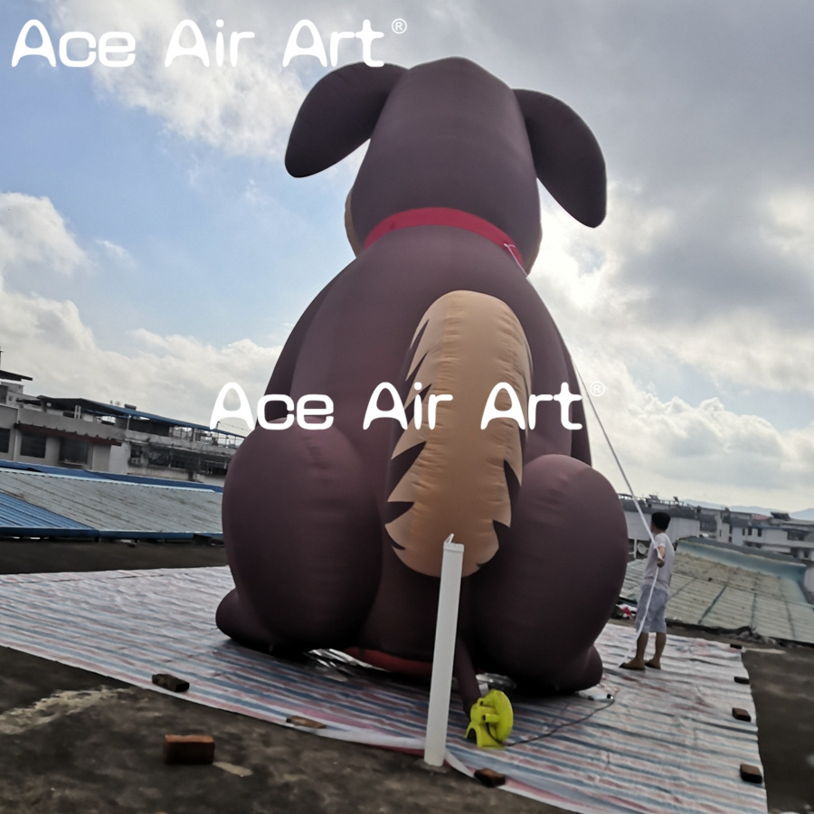 Outdoor Cute Giant Inflatable Dog with LED Light Cartoon Model  for Yard Decoration/Pet Shop Advertising