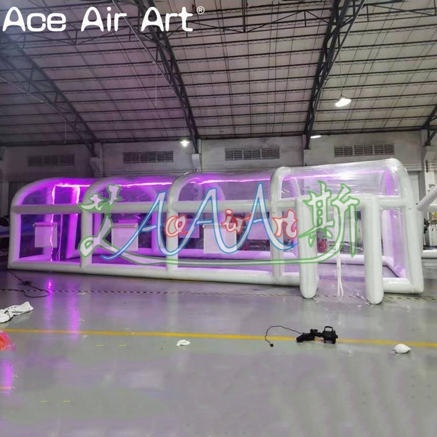 Custom PVC Inflatable Transparent Tent Inflatable Clear Tunnel Tent with LED Lights for Party or Business Rental