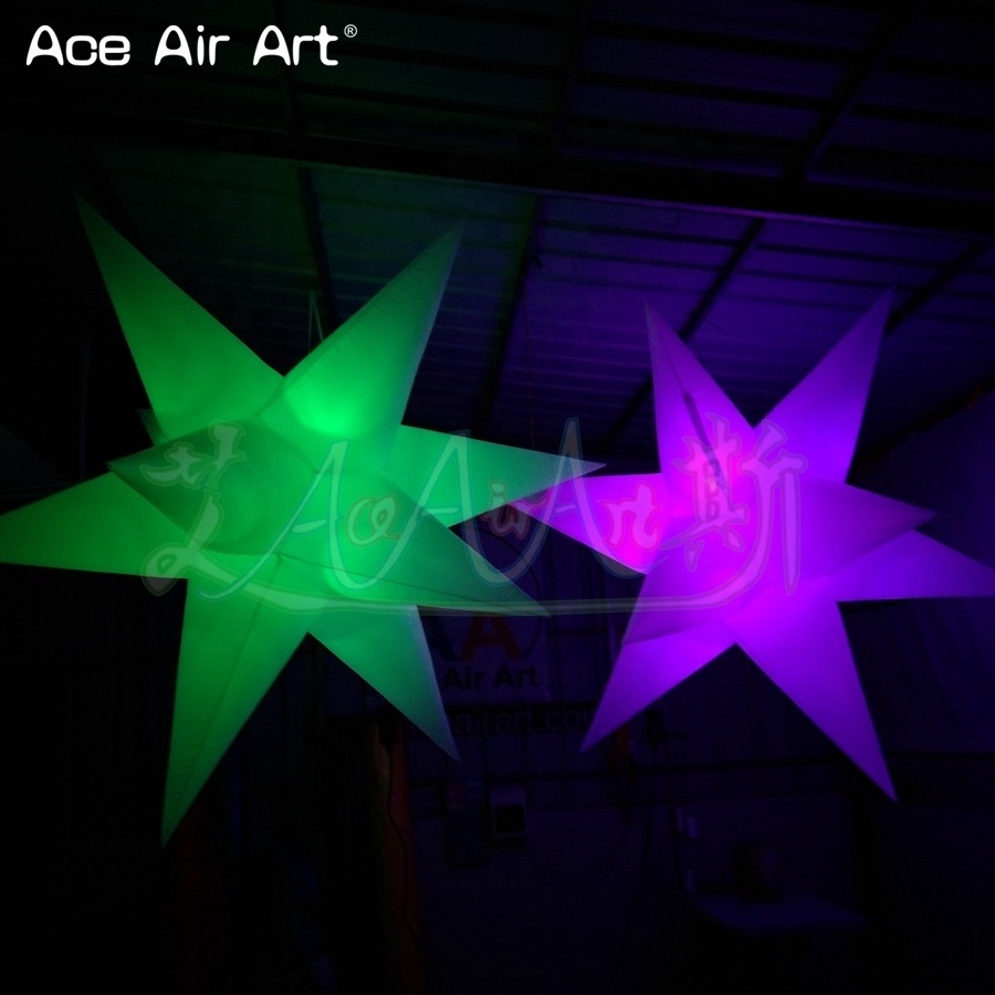 Door to Door LED Ceiling Inflatable Stars Event Balloon Glowing for Bar Club Musical Decoration