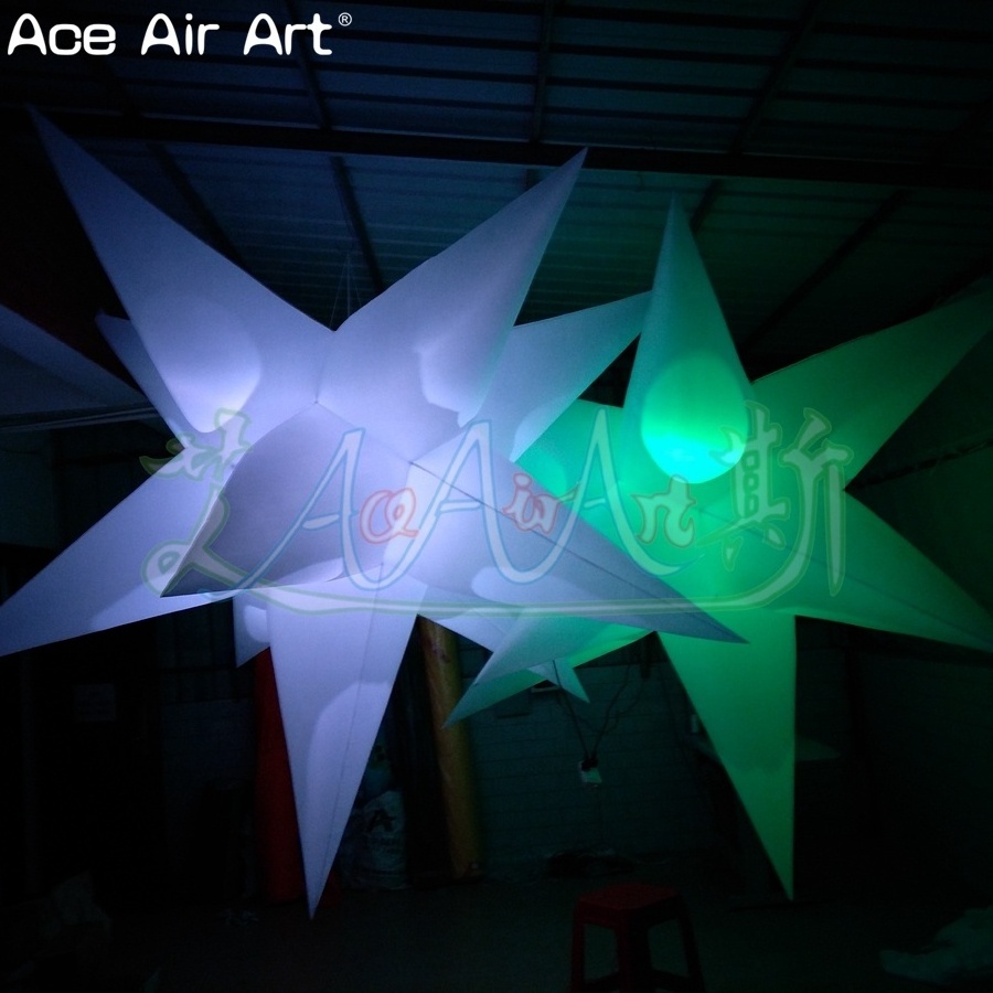 Door to Door LED Ceiling Inflatable Stars Event Balloon Glowing for Bar Club Musical Decoration