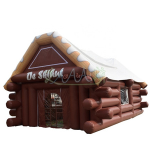 Giant Outdoor Vintage Log Cabin Inflatable Snow Roof Christmas House for Farm or Party