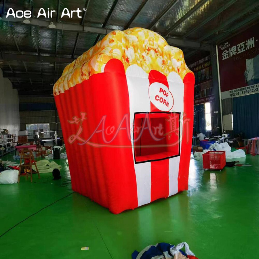 3mLx3mWx4mH Giant Inflatable Candy Floss Popcorn Stand Booth Carnival Shop Blow Up Concession Food Tents For Promotion