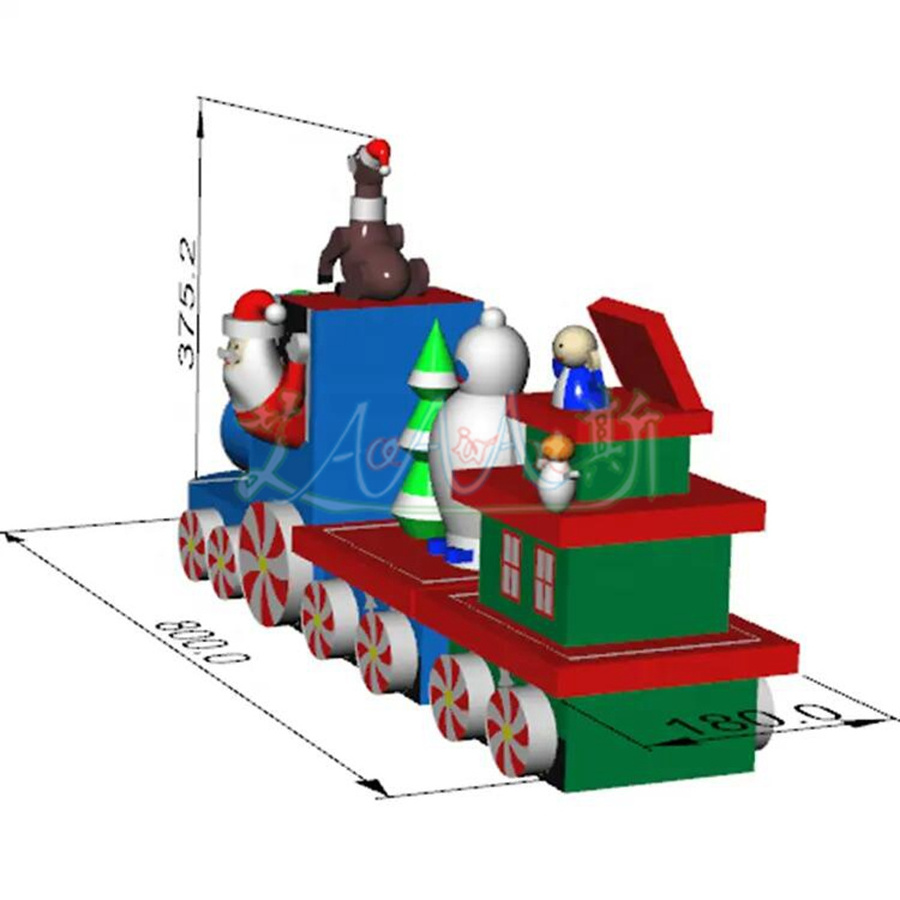 2023 Advertising Inflatable Christmas Train with Santa and Gift Boxes for Christmas Decoration Promotion